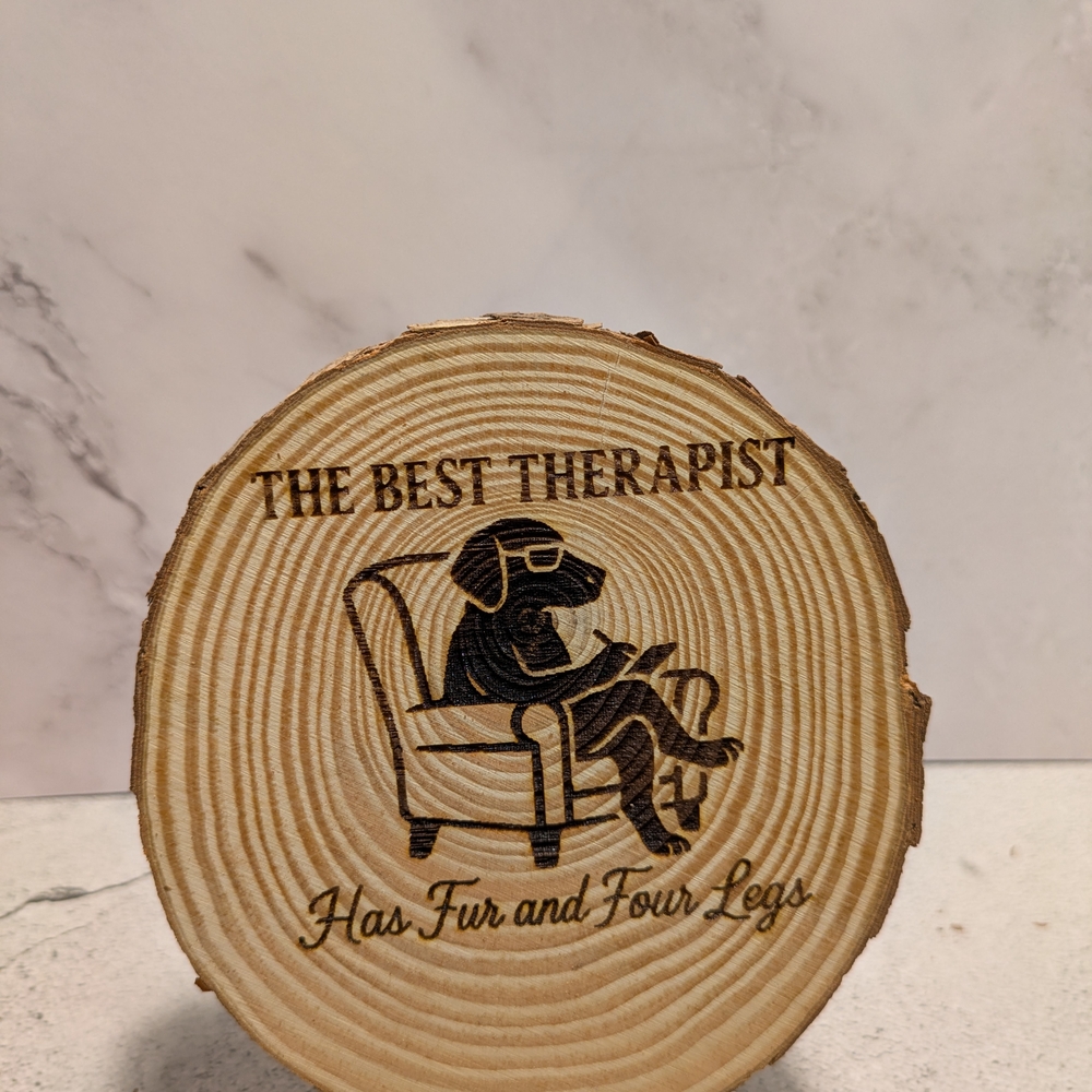 Wooden Dog Coaster - Natural Brown